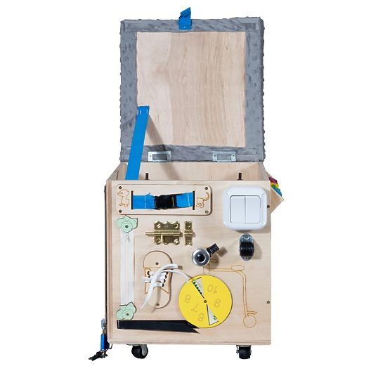 Sgabello Attività Montessori in Legno - Naturale / Grigio