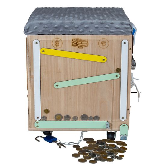 Sgabello Attività Montessori in Legno - Naturale / Grigio