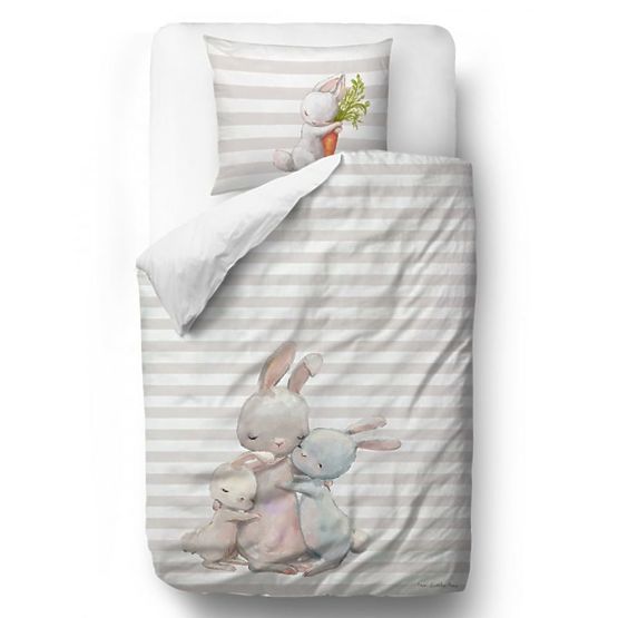 Sig. Little Fox Bedding Forest School - Conigli - 100 x 130 cm + 60 x 40 cm