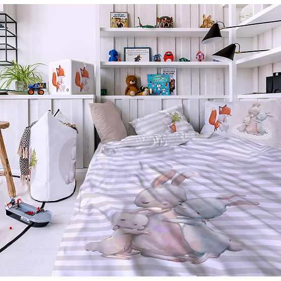 Sig. Little Fox Bedding Forest School - Conigli - 100 x 130 cm + 60 x 40 cm