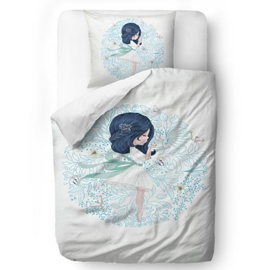 Sig. Little Fox Biancheria da letto Neonata e farfalle - coperta: 135 x 200 cm cuscino: 60 x 50 cm