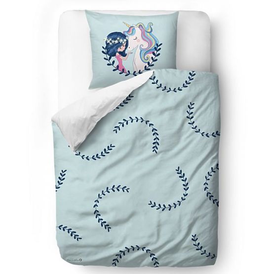 Sig. Little Fox Lenzuola Ragazza e unicorno - coperta - cuscino 100 x 130 cm: 60 x 40 cm