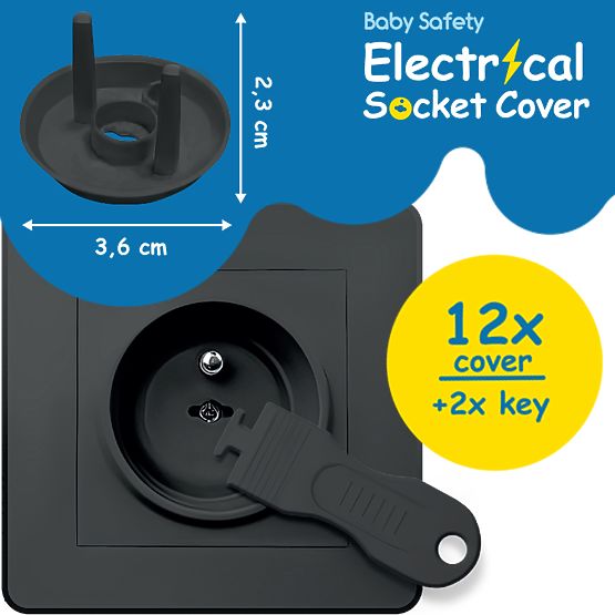 SIPO Coperture protettive per prese elettriche, nere - 12 pz