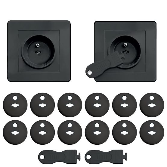 SIPO Coperture protettive per prese elettriche, nere - 12 pz