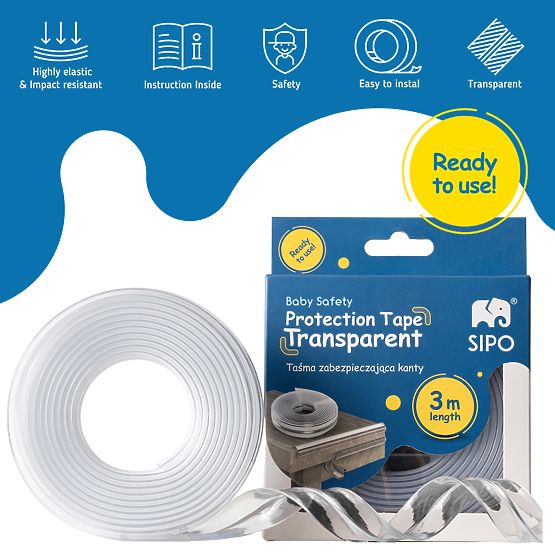 SIPO Nastro protettivo per bordi dei mobili, trasparente - 1 pezzo