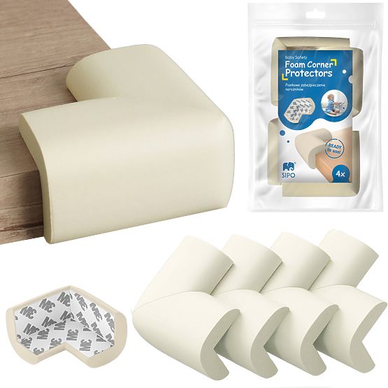 SIPO Protezione in schiuma per angoli di mobili, beige - 4 pz
