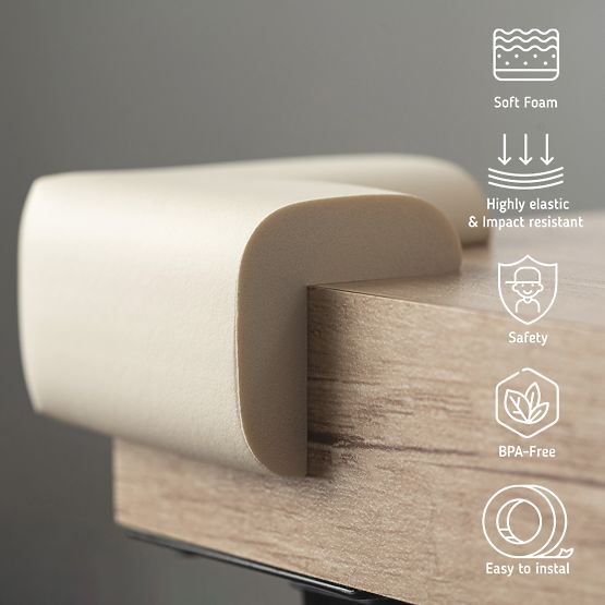 SIPO Protezione in schiuma per angoli di mobili, beige - 4 pz
