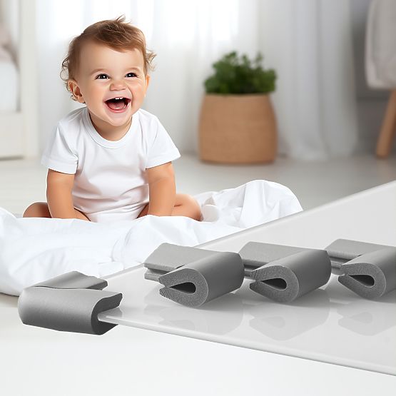 SIPO Protezioni angolari in schiuma per superfici in vetro, grigio - 4 pz