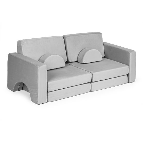Divano modulare pieghevole per bambini grande a 2 posti DIY 10 cuscini morbidi - grigio ECOTOYS