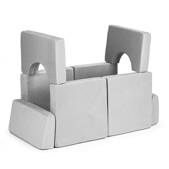 Divano modulare pieghevole per bambini grande a 2 posti DIY 10 cuscini morbidi - grigio ECOTOYS