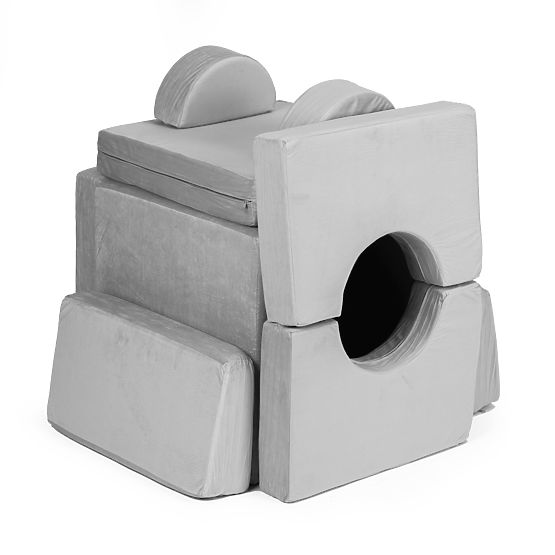 Divano modulare pieghevole per bambini grande a 2 posti DIY 10 cuscini morbidi - grigio ECOTOYS