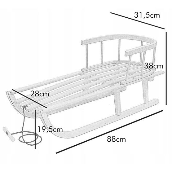 Slitta in legno con schienale