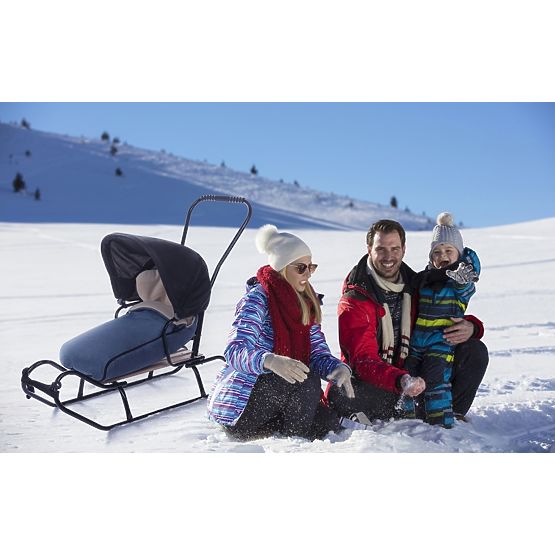 Slitta per bambini con schienale e capottina - jeans/melange