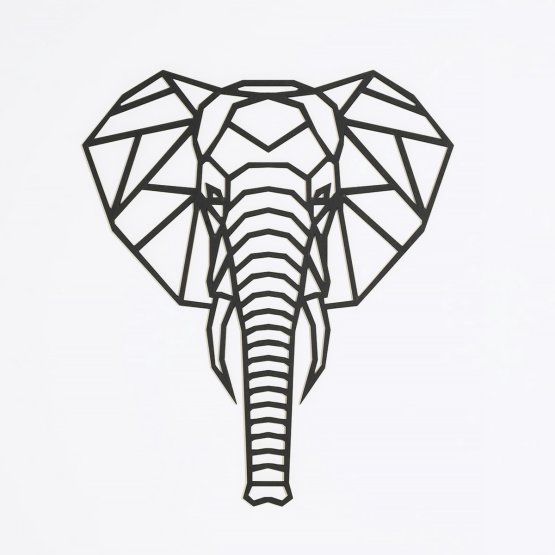 Quadro geometrico in legno - Elefante - diversi colori Colore: nero