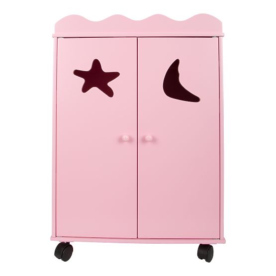 small foot Armadio in legno per bambole rosa