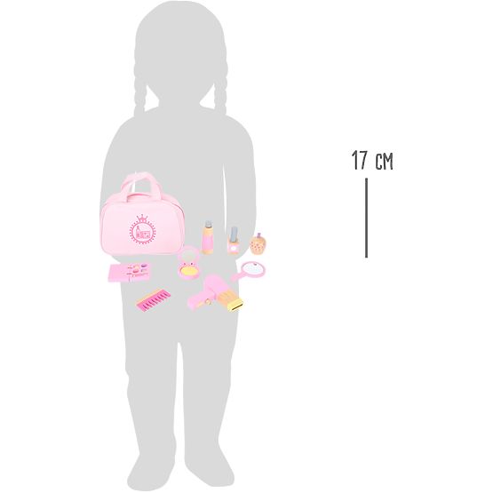 small foot Borsetta cosmetica per bambini rosa con accessori in legno