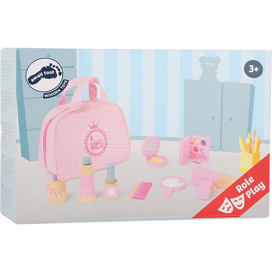 small foot Borsetta cosmetica per bambini rosa con accessori in legno