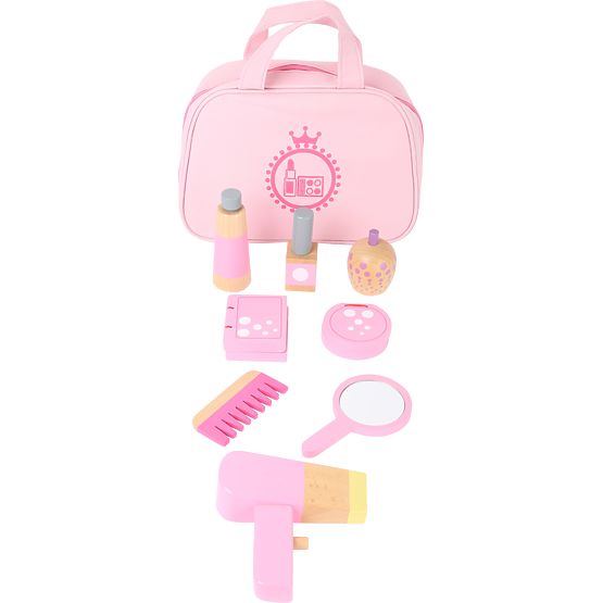 small foot Borsetta cosmetica per bambini rosa con accessori in legno