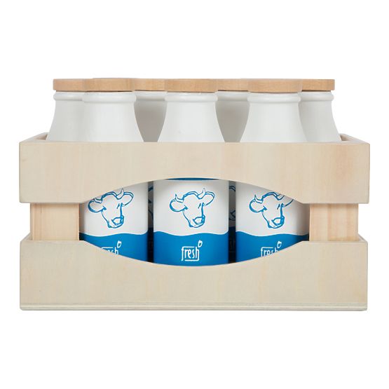 small foot Cassetta in legno con bottiglie di latte Fresh