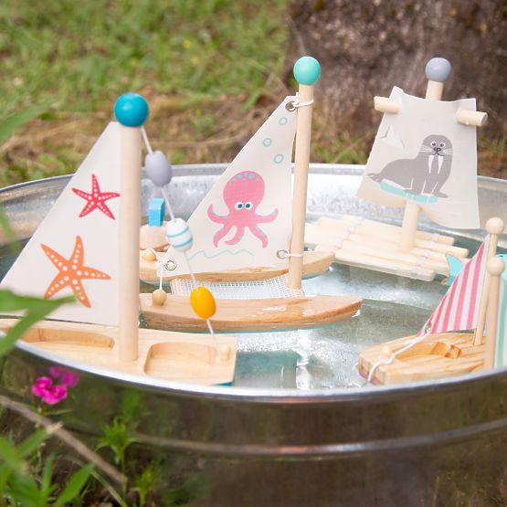 small foot Giocattolo da bagno barche a vela 3 pz
