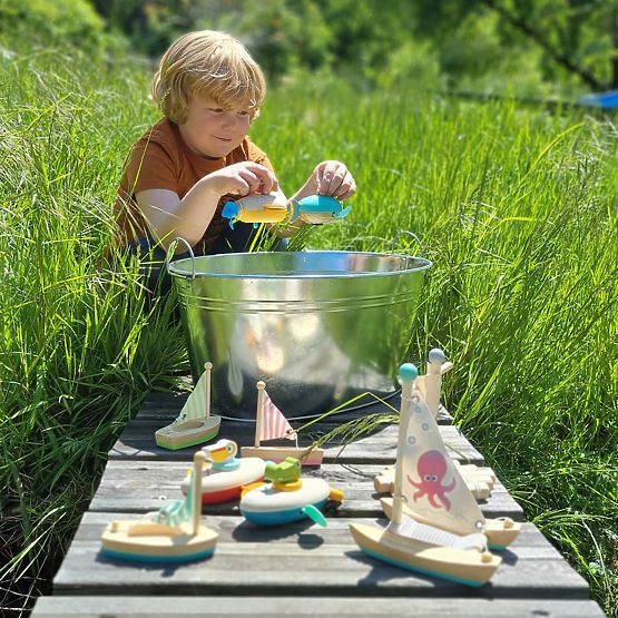small foot Giocattolo da bagno barche a vela 3 pz