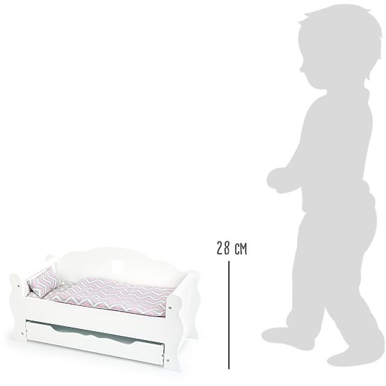 small foot Lettino in legno per bambole bianco