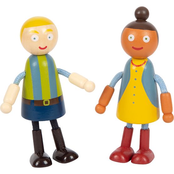 small foot Personaggi in legno famiglia con sedia a rotelle
