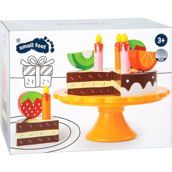 small foot Torta di compleanno in legno con frutta