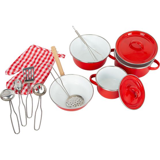 Stoviglie per bambini in metallo rosso Small Foot
