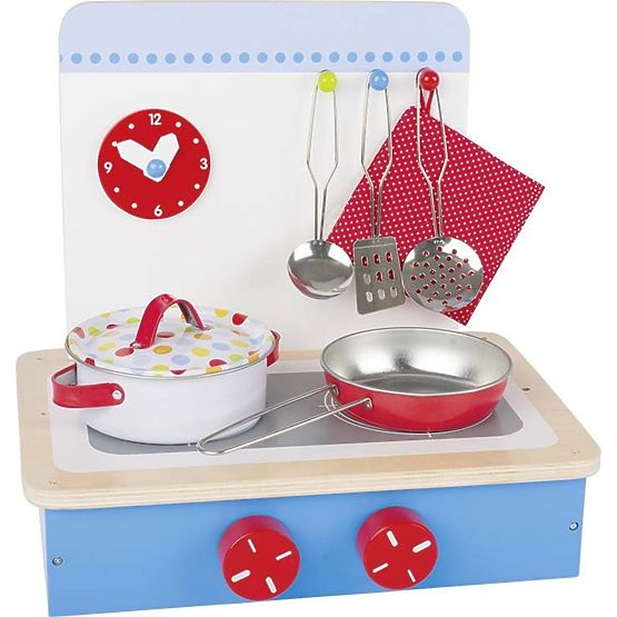 Stufa blu con accessori