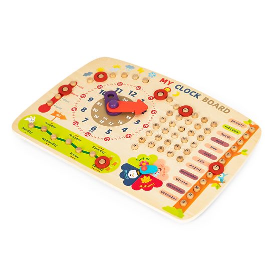 Tabellone di legno per bambini calendario orologio ECOTOYS