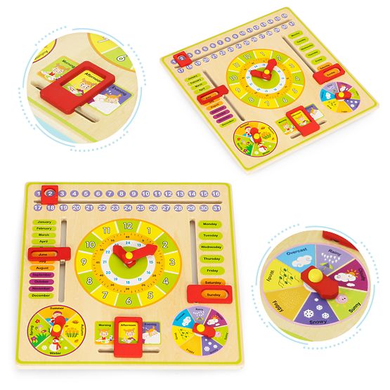 Tabellone educativo in legno - calendario orologio ECOTOYS