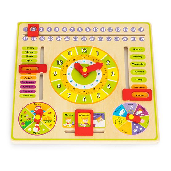 Tabellone educativo in legno - calendario orologio ECOTOYS