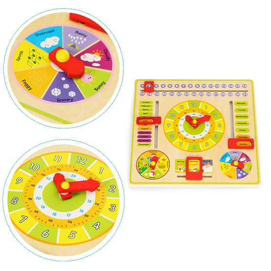 Tabellone educativo in legno - calendario orologio ECOTOYS