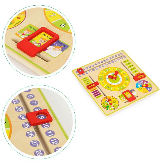 Tabellone educativo in legno - calendario orologio ECOTOYS