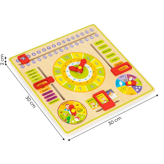 Tabellone educativo in legno - calendario orologio ECOTOYS