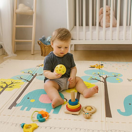 Tappetino in schiuma per bambini 200x150 cm educativo, pieghevole, doppia faccia, scala di crescita,