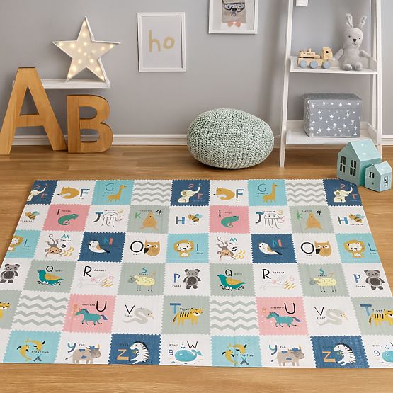 Tappetino in schiuma per bambini 200x150 cm educativo, pieghevole, doppia faccia, scala di crescita,