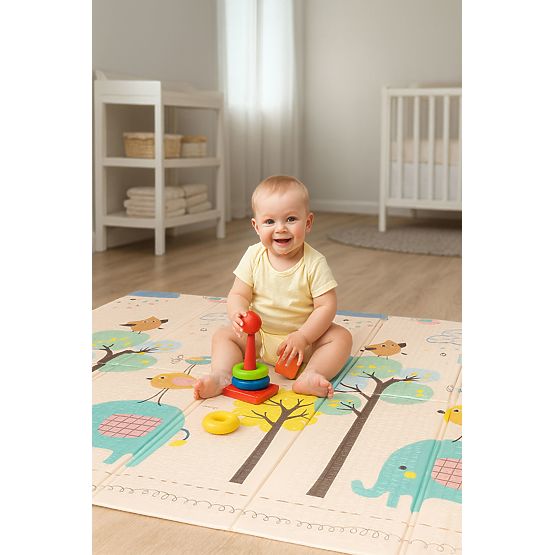 Tappetino in schiuma per bambini 200x180 cm educativo, pieghevole, doppia faccia, scala di crescita,