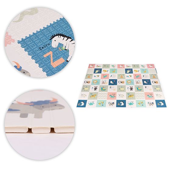 Tappetino in schiuma per bambini 200x180 cm educativo, pieghevole, doppia faccia, scala di crescita,