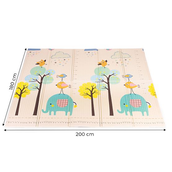 Tappetino in schiuma per bambini 200x180 cm educativo, pieghevole, doppia faccia, scala di crescita,