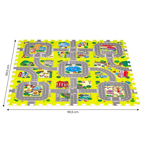 Tappetino in schiuma per bambini città 9 pezzi 90,5x90,5 cm IPLAY