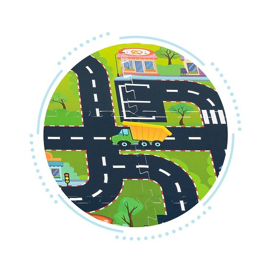 Tappetino in schiuma per bambini puzzle città strade IPLAY