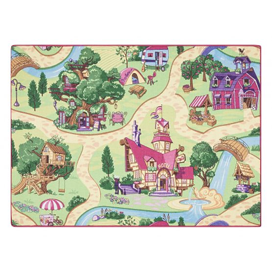 Tappeto Antiscivolo per Bambini REBEL ROADS Candy Town 27 - Rosa/Verde
