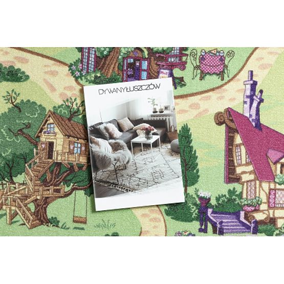 Tappeto Antiscivolo per Bambini REBEL ROADS Candy Town 27 - Rosa/Verde