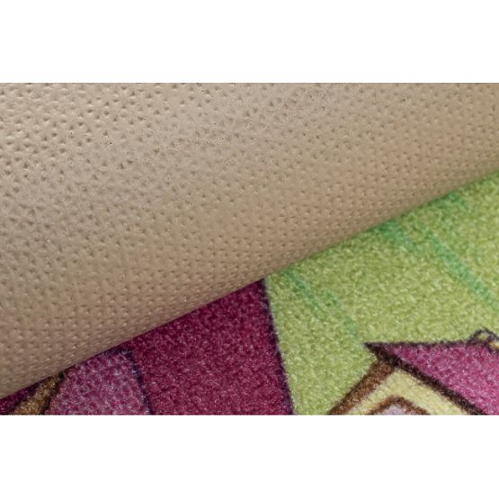 Tappeto Antiscivolo per Bambini REBEL ROADS Candy Town 27 - Rosa/Verde