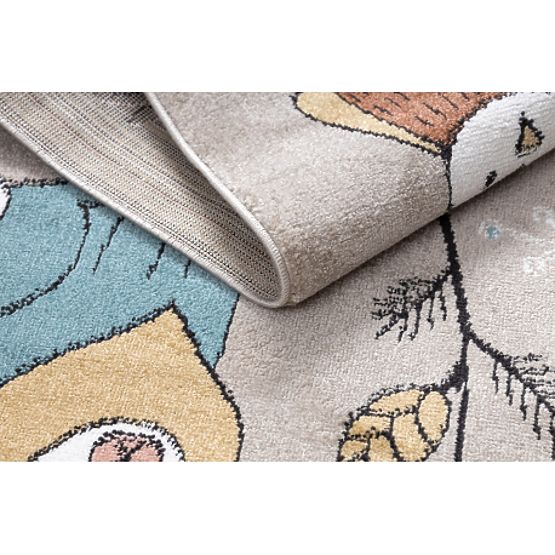 Tappeto FUN Forester per bambini, animali, foresta beige