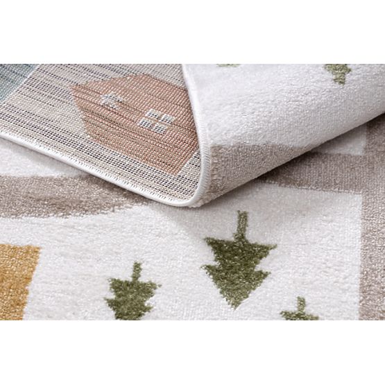 Tappeto FUN Polar per bambini, strade, foresta, crema