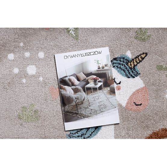 Tappeto FUN Sweety per bambini, unicorno, arcobaleno beige