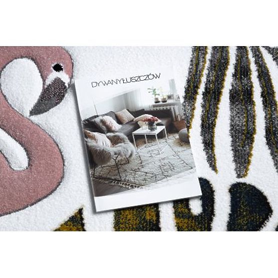 Tappeto GIARDINO, FENICOTTERI, FOGLIE DI MONSTERA, crema